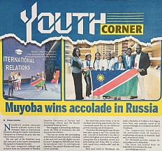 Congratulations to Namibian student Marcious Muyoba, who achieved victory in the Olympiad Tasks in International Relations in Russia